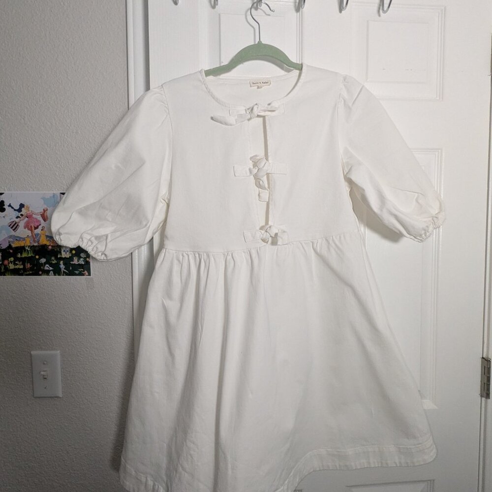 White Puff Sleeve Dress – Aaron & Amber (Size M)